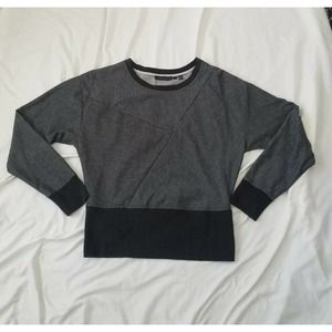 William Rast Cropped Grey/Black Striped Sweatshirt
